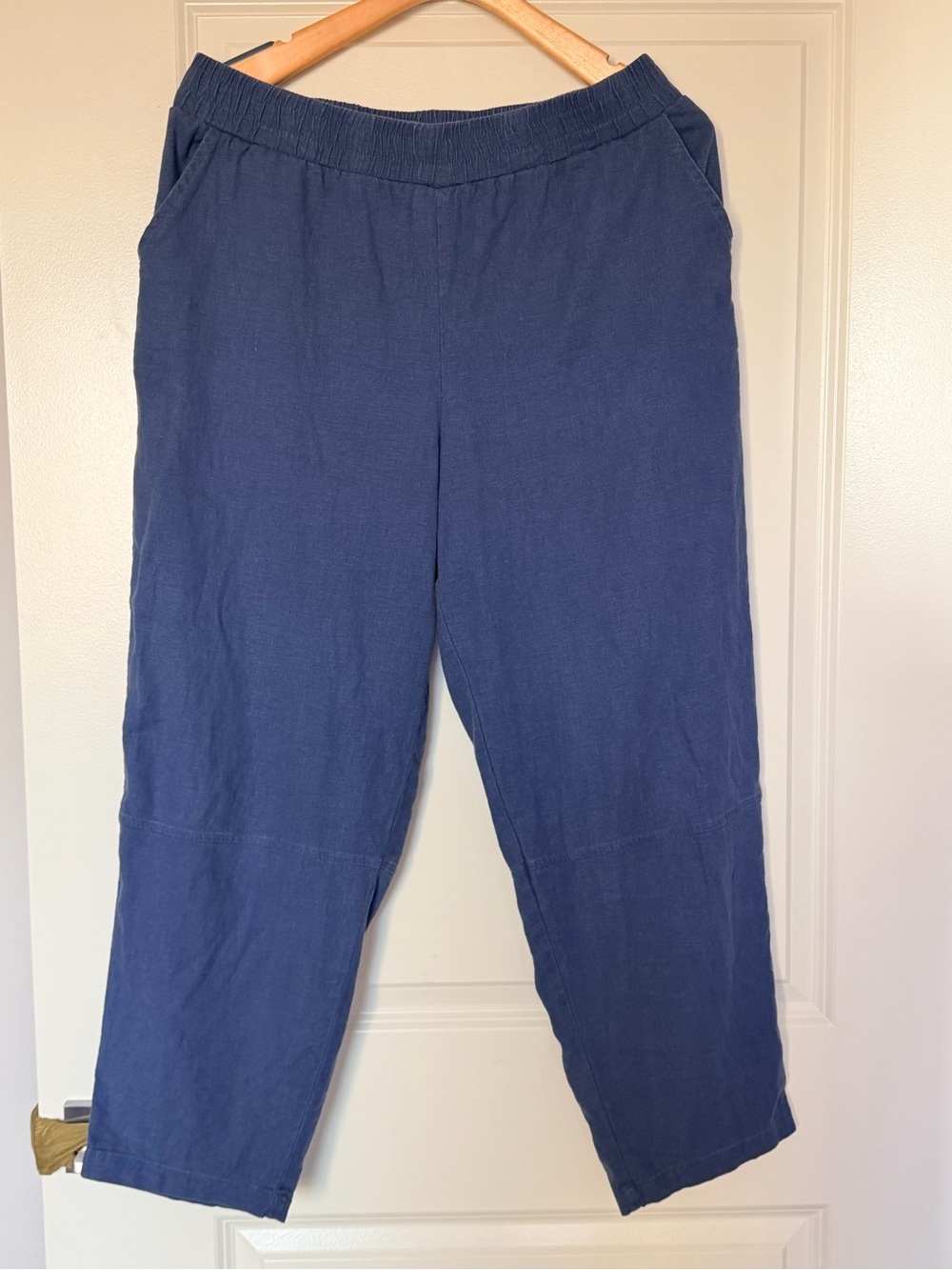 Cable & Gauge Studio Linen Blend Crop Pants Blue L